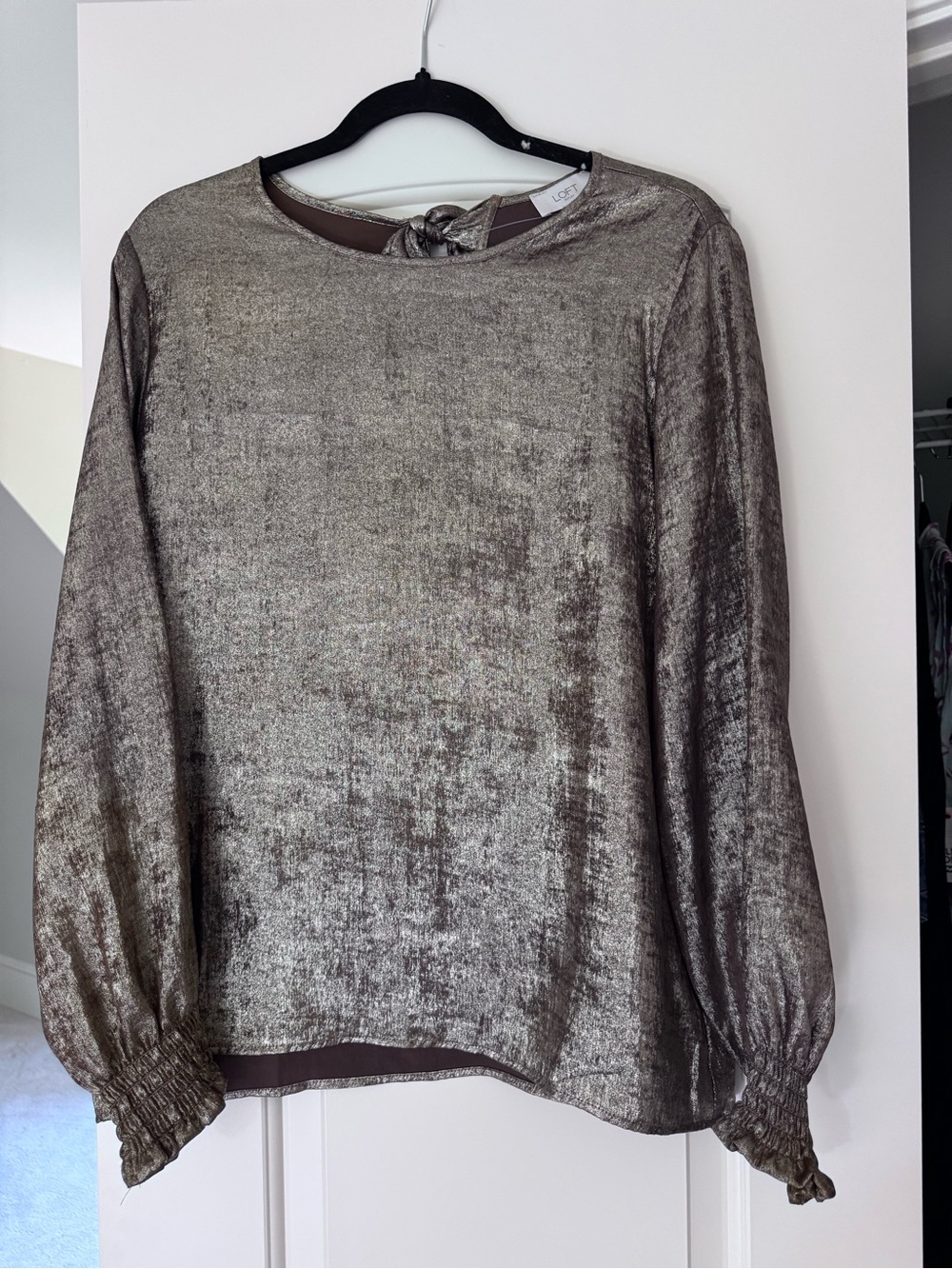 LOFT Metallic Long-Sleeve Blouse